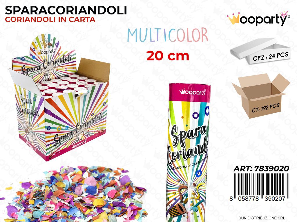 SPARA CORIANDOLI MULTICOLOR 20CM /PZ DA 24**