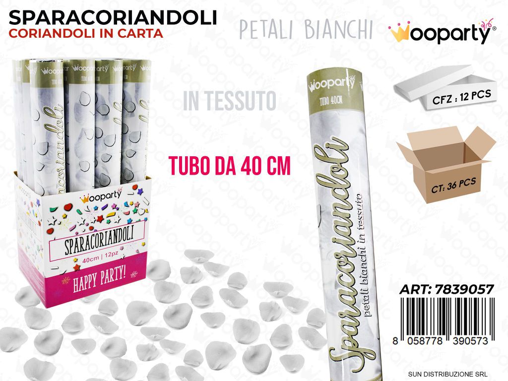 SPARACORIANDOLI PETALI IN TESSUTO BIANCHI 40CM /PZ DA 12**