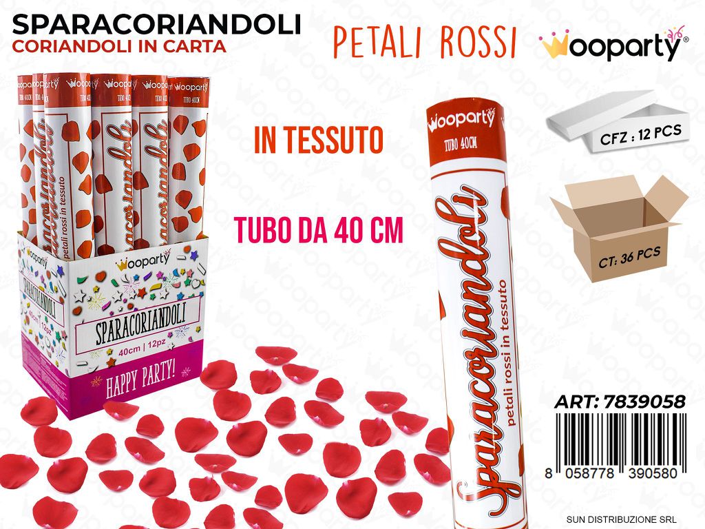 SP.CORIANDOLI PETALI TESSUTO ROSSI 40CM /PZ DA 12**