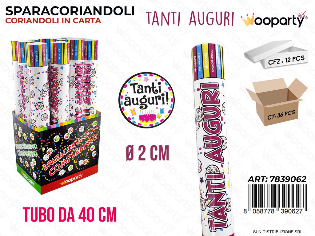 SP.CORIANDOLI TANTI AUGURI 40CM /PZ DA 12**