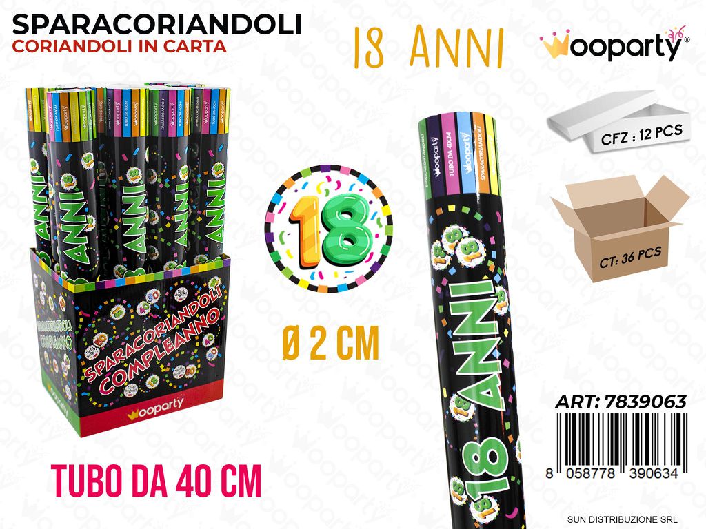 SP.CORIANDOLI 18ANNI 40CM /PZ DA 12**