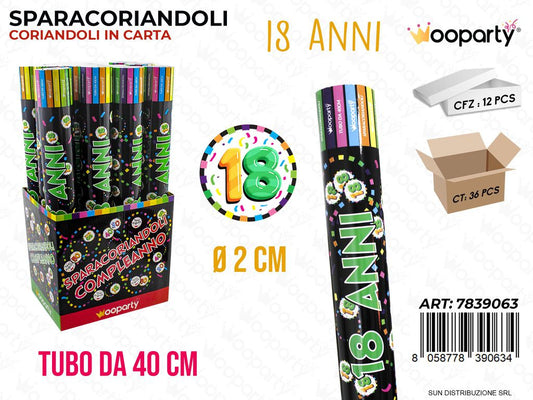 SP.CORIANDOLI 18ANNI 40CM /PZ DA 12**