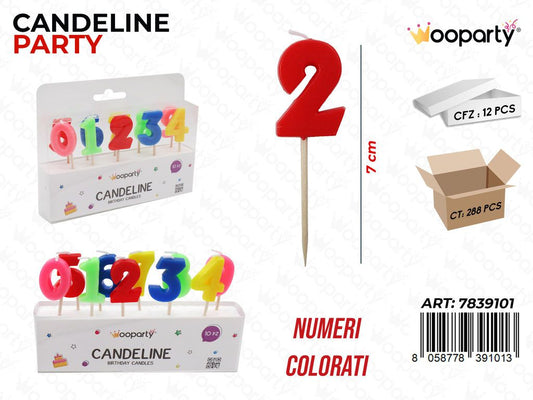 CANDELINE PARTY NUMERI COL. 7CM 10PCS /PZ DA 12**