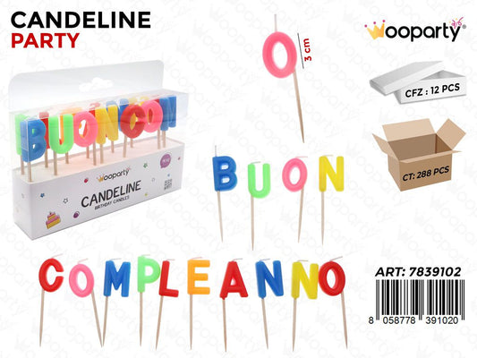 CANDELINE  BUON COMPLEANNO 14PCS 7CM  /PZ DA 12**