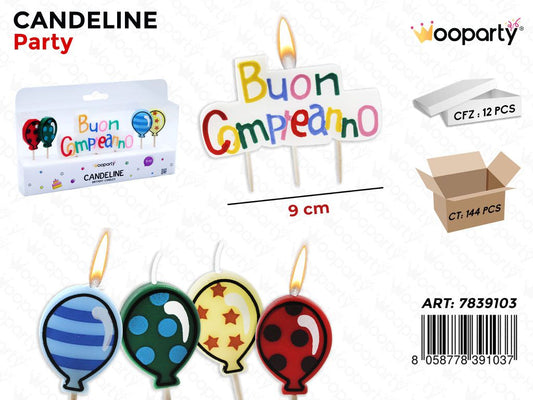 CANDELINE  BUON COMPLEANNO 5PCS 9CM /PZ DA 12**