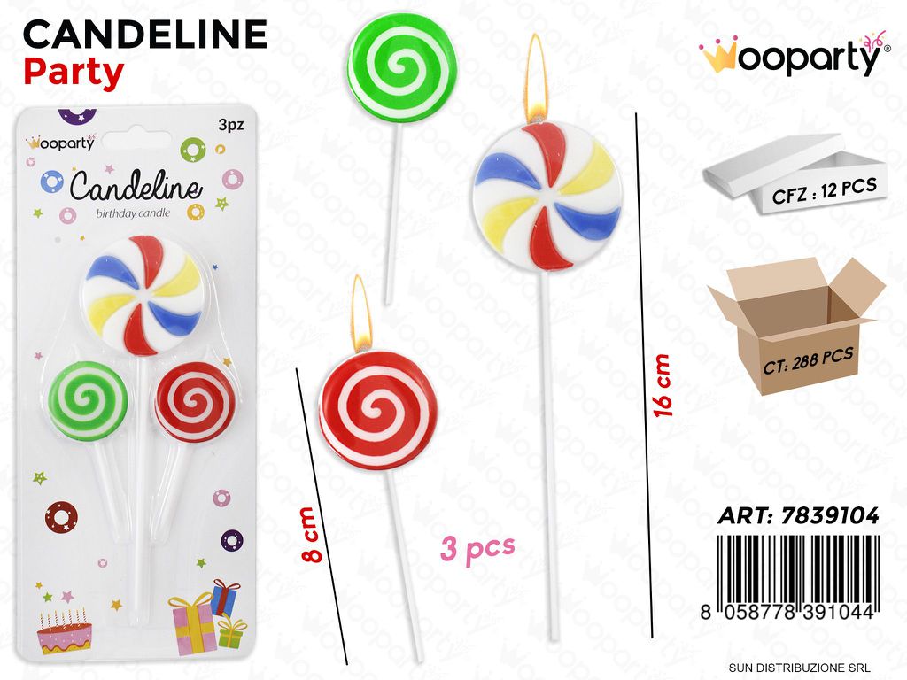 CANDELINE PARTY 3 PCS MIS. ASS. /PZ DA 12**