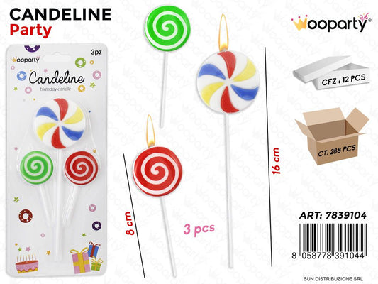 CANDELINE PARTY 3 PCS MIS. ASS. /PZ DA 12**