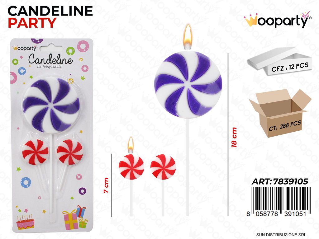 CANDELINE PARTY 3 PCS ASS. 18-7CM /PZ DA 12**