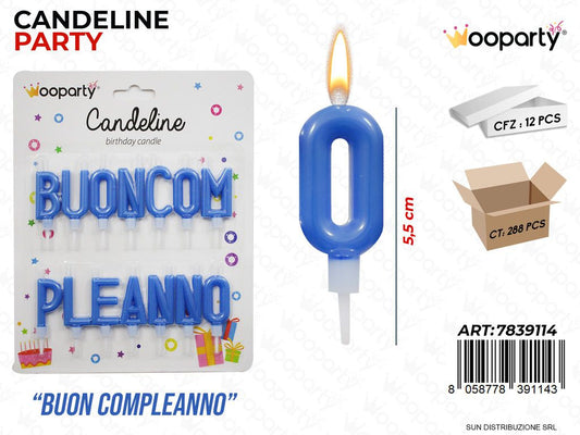 CANDELINA BUON COMPLEANNO CELESTE 5.5CM /PZ DA 12**