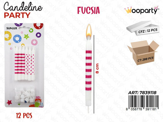 CANDELINE PARTY FUCSIA 12PCS 8CM /PZ DA 12**