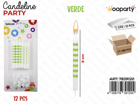 CANDELINE PARTY VERDE 12PCS 8CM /PZ DA 12**
