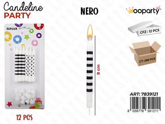CANDELINE PARTY NERO 12PCS 8CM /PZ DA 12**