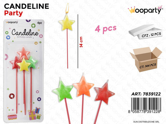 CANDELINE PARTY STELLINE 4 PCS 14CM /PZ DA 12**