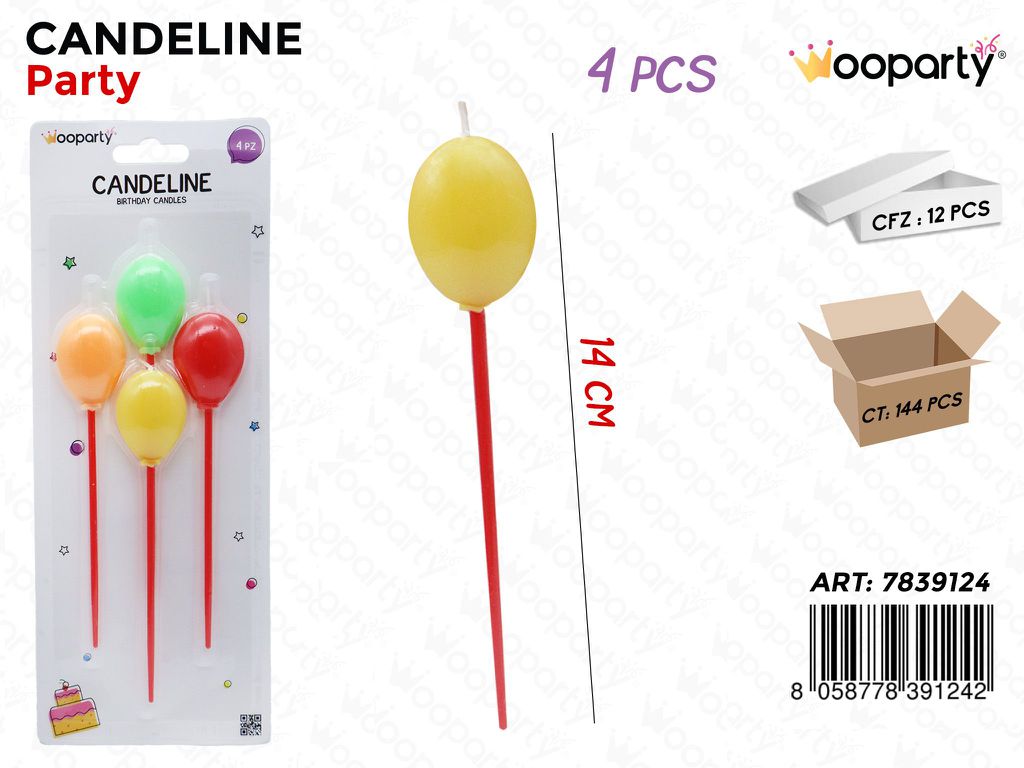 CANDELINE PARTY PALLONCINI 4 PCS 15CM /PZ DA 12**