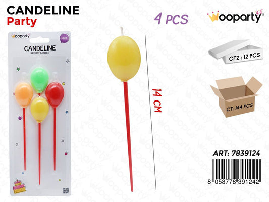 CANDELINE PARTY PALLONCINI 4 PCS 15CM /PZ DA 12**