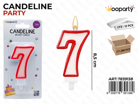 Candeline Party Bia-Rosso N. 7 8.5Cm