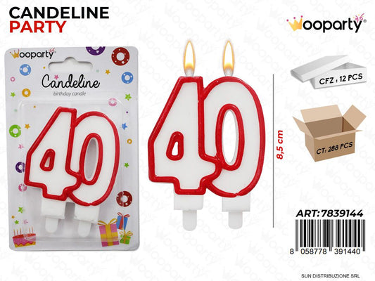 CANDELINE PARTY N.40 8.5CM /PZ DA 12**