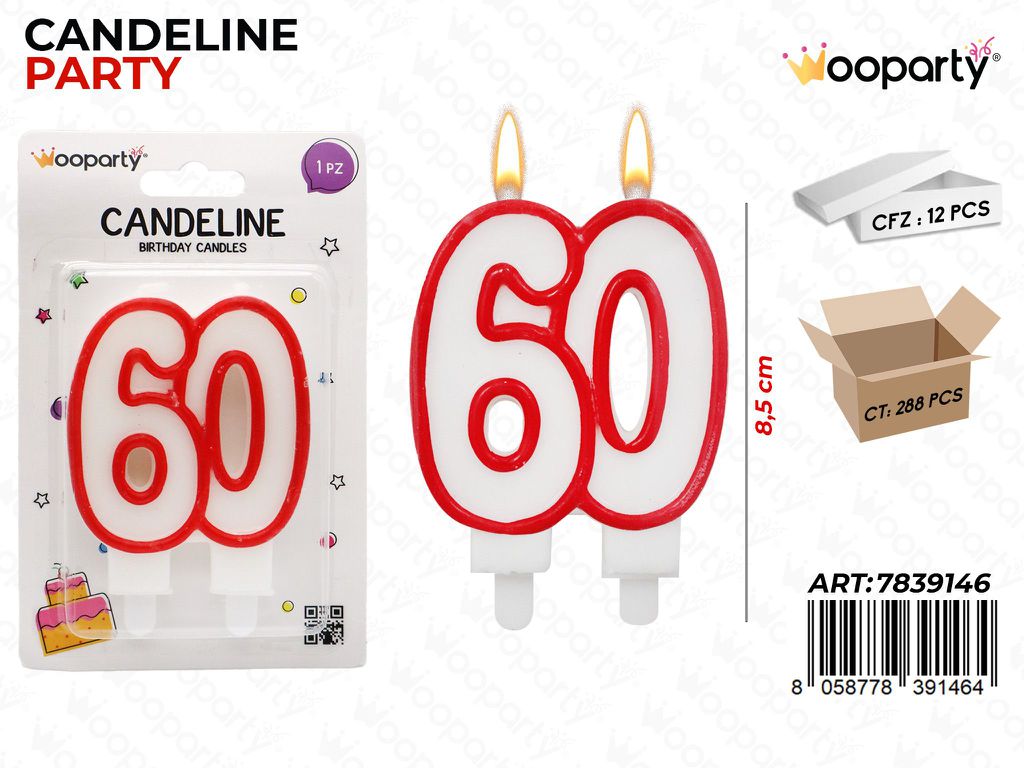 CANDELINE PARTY N.60 8.5CM /PZ DA 12**