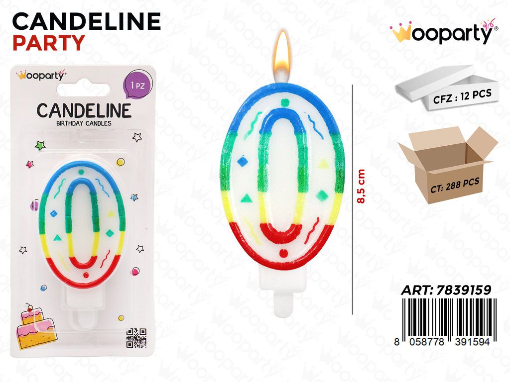CANDELINE MULTICOLOR N.0  8.5CM /PZ DA 12**