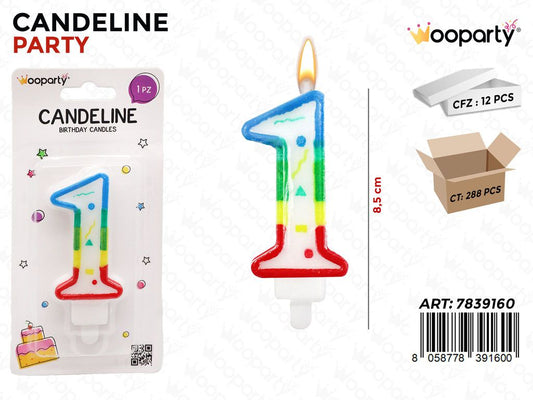 CANDELINE MULTICOLOR N.1  8.5CM /PZ DA 12**