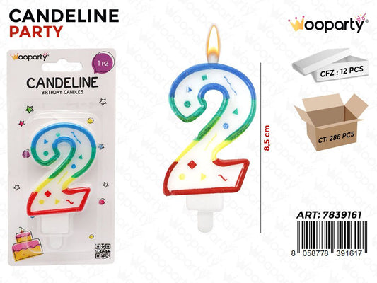 CANDELINE MULTICOLOR N.2  8.5CM /PZ DA 12**