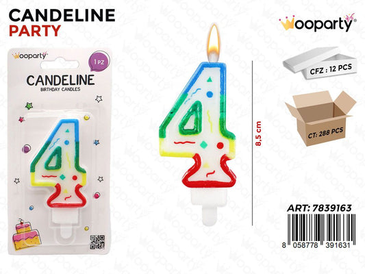 CANDELINE MULTICOLOR N.4  8.5CM /PZ DA 12**