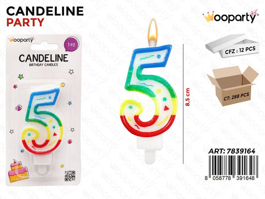 CANDELINE MULTICOLOR N.5  8.5CM /PZ DA 12**