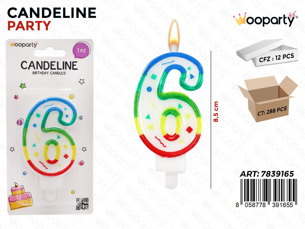CANDELINE MULTICOLOR N.6  8.5CM /PZ DA 12**
