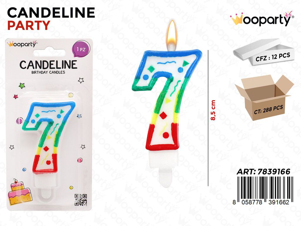 CANDELINE MULTICOLOR N.7  8.5CM /PZ DA 12**