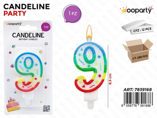 CANDELINE MULTICOLOR N.9  8.5CM /PZ DA 12**