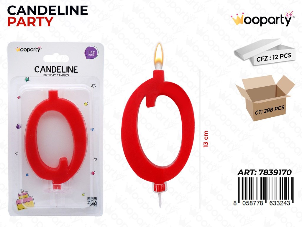 CANDELINE PARTY ROSSO N.0 13CM /PZ DA 12**