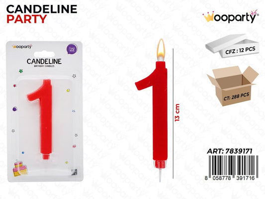 CANDELINE PARTY ROSSO N.1 13CM /PZ DA 12**
