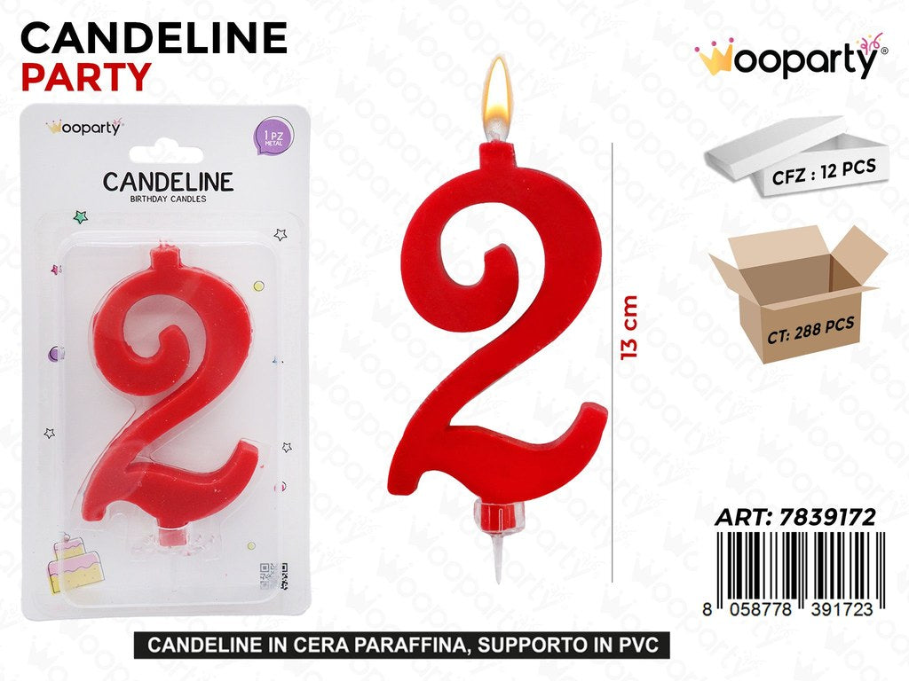 CANDELINE PARTY ROSSO N.2 13CM /PZ DA 12**