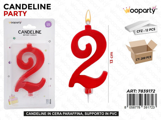 CANDELINE PARTY ROSSO N.2 13CM /PZ DA 12**