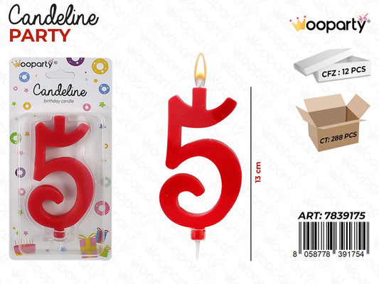 CANDELINE PARTY ROSSO N.5 13CM /PZ DA 12**