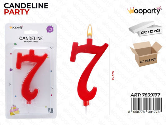 CANDELINE PARTY ROSSO N.7 13CM /PZ DA 12**