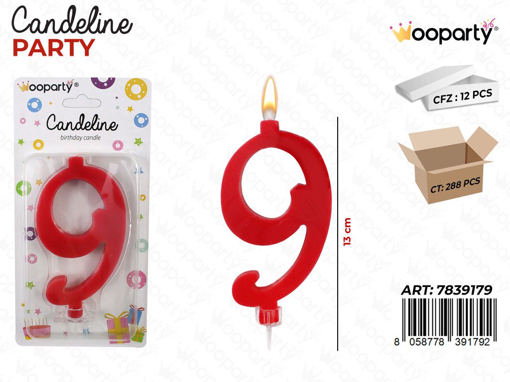 CANDELINE PARTY ROSSO N.9 13CM /PZ DA 12**