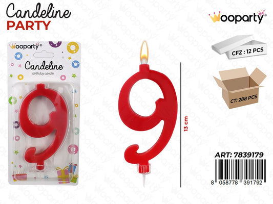 CANDELINE PARTY ROSSO N.9 13CM /PZ DA 12**