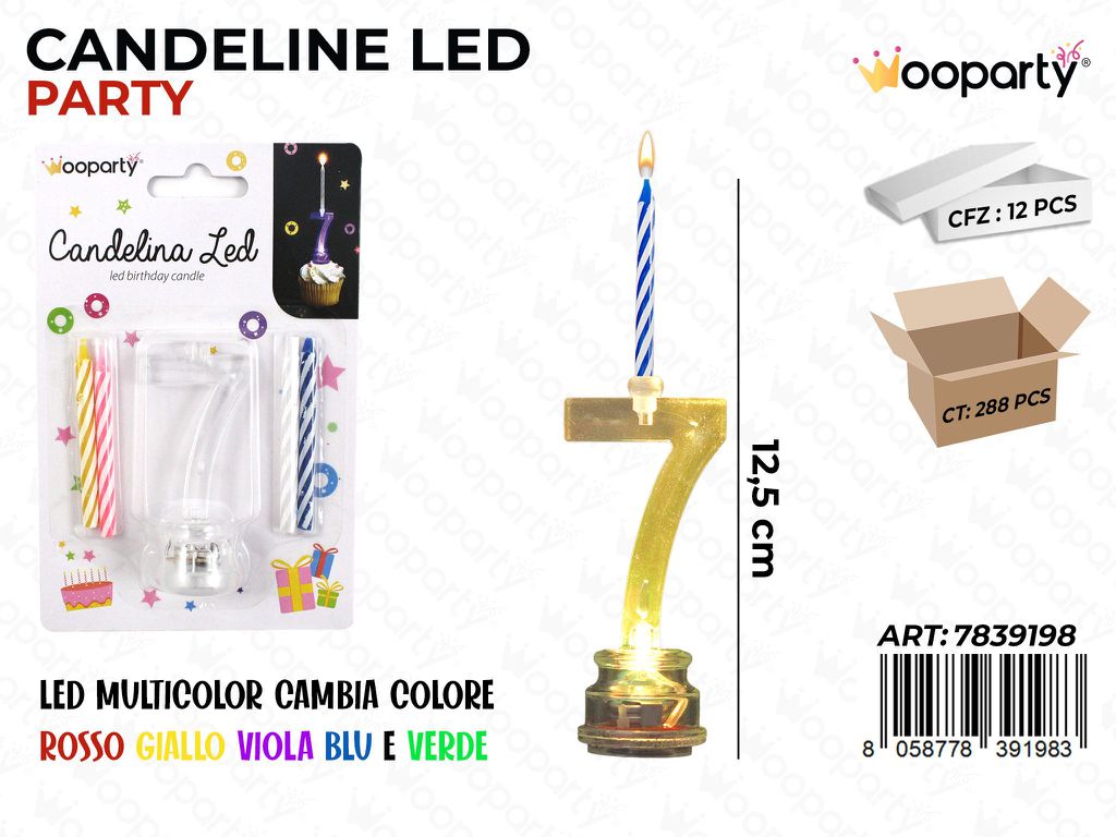 CANDELINE LED MULTICOLOR N.7 12.5CM /PZ DA 12**