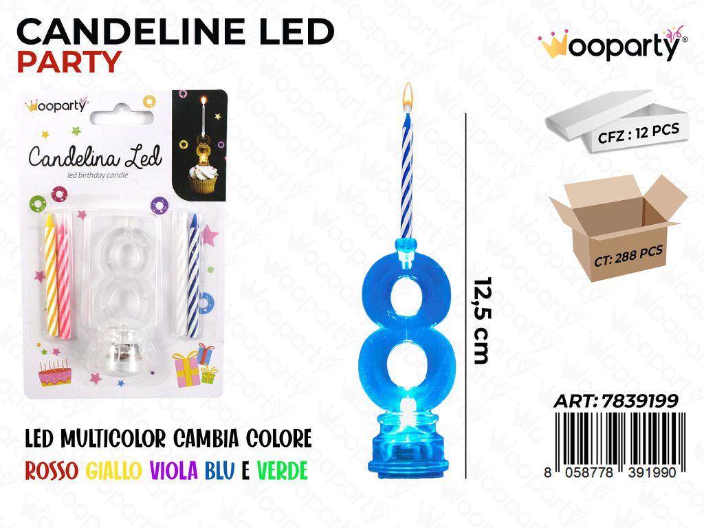 CANDELINE LED MULTICOLOR N.8 12.5CM /PZ DA 12**