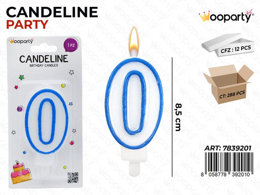 CANDELINA PARTY AZZURRO  N. 0 8.5CM /PZ DA 12**