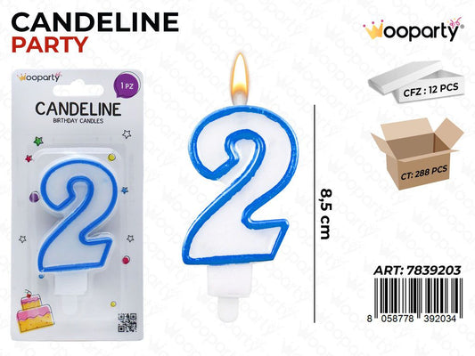 CANDELINA PARTY AZZURRO  N.2 8.5CM /PZ DA 12**