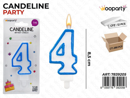CANDELINA PARTY AZZURRO  N.4 8.5CM /PZ DA 12**