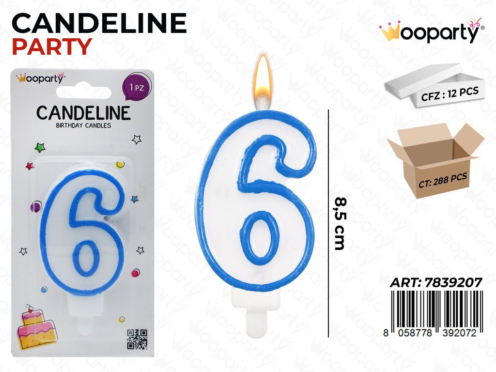 CANDELINA PARTY AZZURRO  N.6 8.5CM /PZ DA 12**