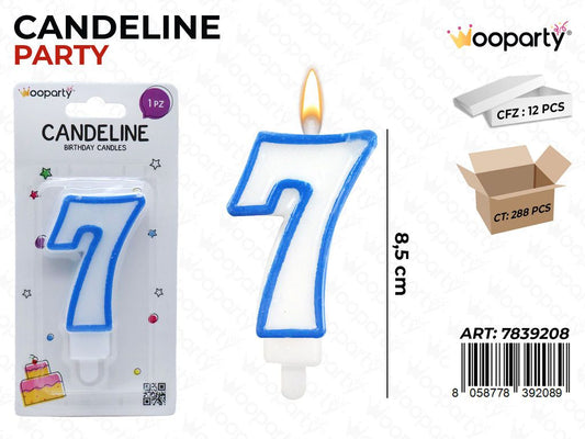 CANDELINA PARTY AZZURRO  N.7 8.5CM /PZ DA 12**