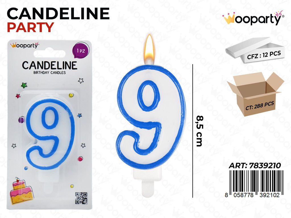 CANDELINA PARTY AZZURRO  N.9 8.5CM /PZ DA 12**