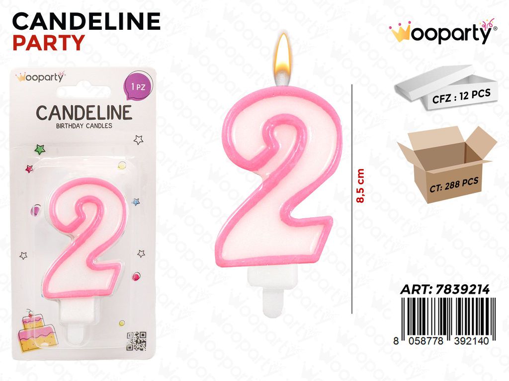 CANDELINA PARTY ROSA N.2 8.5CM /PZ DA 12**