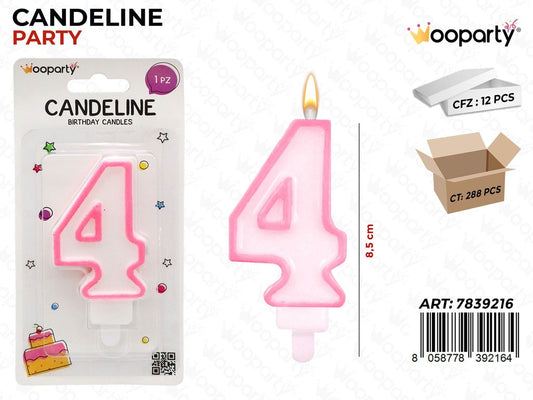 CANDELINA PARTY ROSA N.4 8.5CM