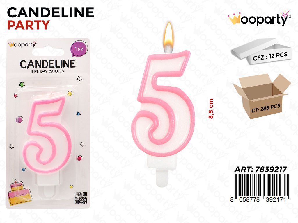 CANDELINA PARTY ROSA N.5 8.5CM /PZ DA 12**