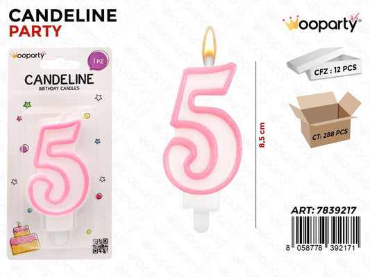 CANDELINA PARTY ROSA N.5 8.5CM /PZ DA 12**